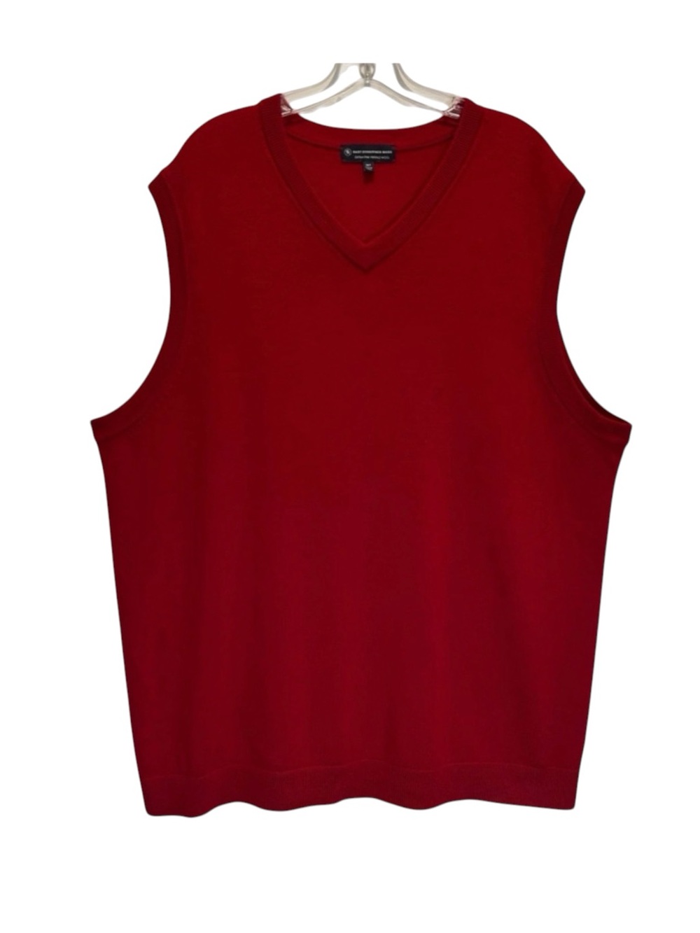 Men’s Red Merino Wool V-Neck Sweater Vest - Size 2XT